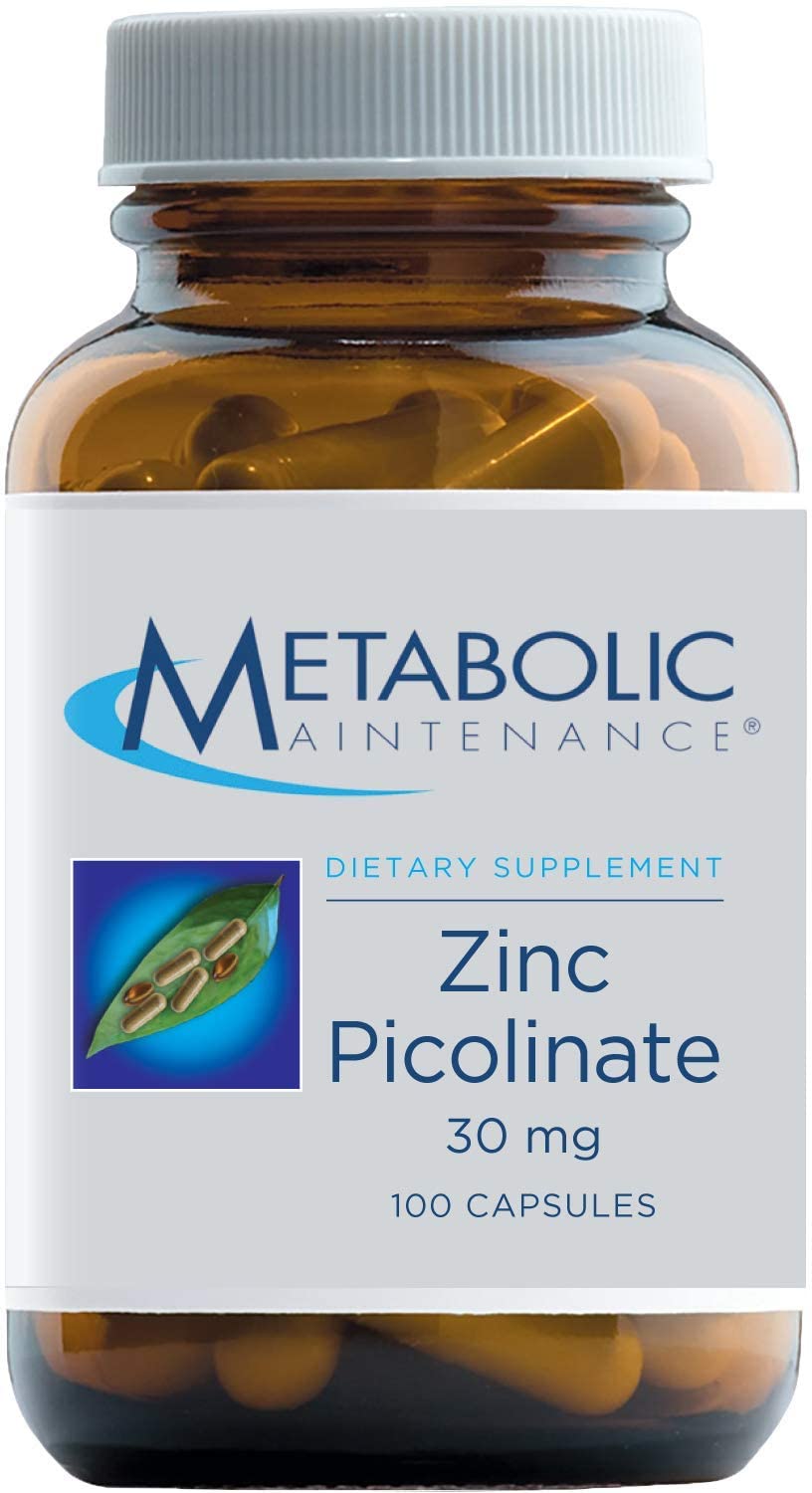 Metabolic Maintenance Zinc Picolinate - 30mg Zinc Supplement + Vitamin C (Ascorbic Acid) to Improve Absorption - Reproductive + Immune Support (100 Capsules)