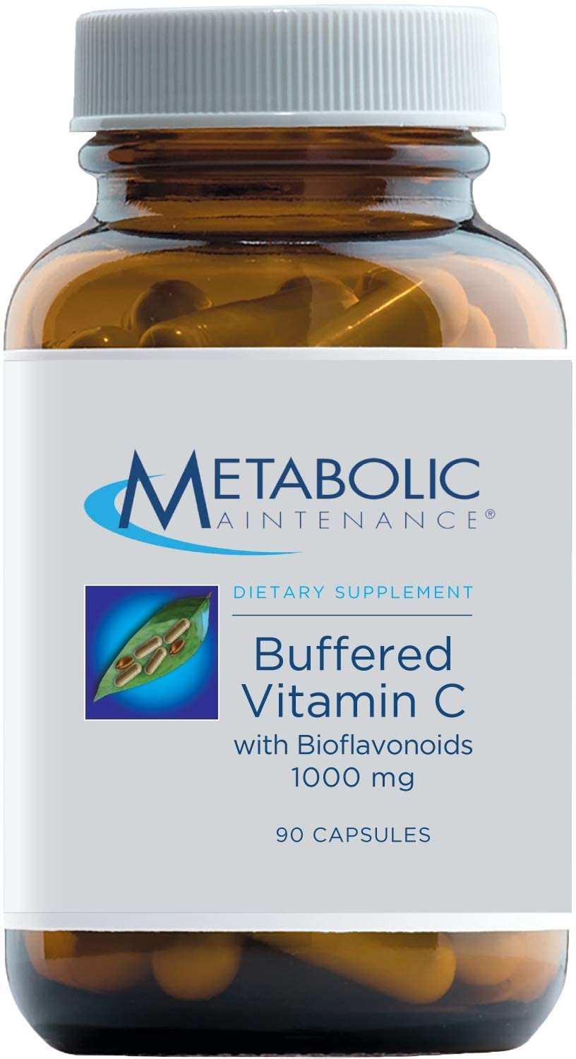 Metabolic Maintenance Buffered Vitamin C with Bioflavonoids - 1000 mg with Rutin + Hesperidin - Antioxidant + Immune Support Supplement Designed to be Easy On The Stomach (90 Capsules)